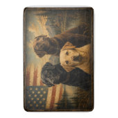 Labrador Retriever Rustic American Flag バスマット (正面縦)
