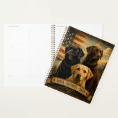 Labrador Retriever Rustic American Flag プランナー手帳 (ディスプレー)