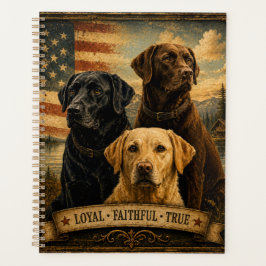 Labrador Retriever Rustic American Flag プランナー手帳