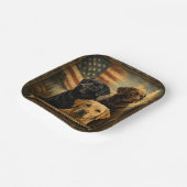 Labrador Retriever Rustic American Flag  ペーパープレート (傾斜あり)