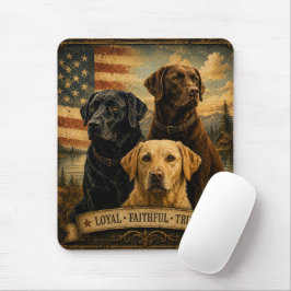 Labrador Retriever Rustic American Flag マウスパッド