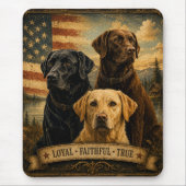 Labrador Retriever Rustic American Flag マウスパッド (正面)