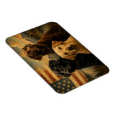 Labrador Retriever Rustic American Flag マグネット (右側)