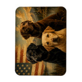 Labrador Retriever Rustic American Flag マグネット (縦)
