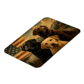 Labrador Retriever Rustic American Flag マグネット (左側)