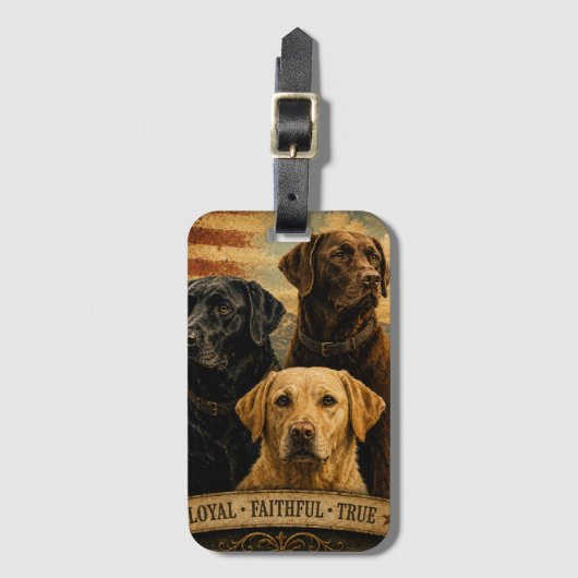 Labrador Retriever Rustic American Flag ラゲッジタグ (正面縦)