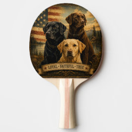 Labrador Retriever Rustic American Flag 卓球ラケット