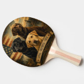 Labrador Retriever Rustic American Flag 卓球ラケット (横)