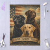 Labrador Retriever Rustic American Flag 薄葉紙 (クラフト)