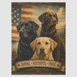 Labrador Retriever Rustic American Flag 薄葉紙