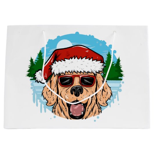 Labrador Retriever santa claus hat illustration ラージペーパーバッグ (正面)