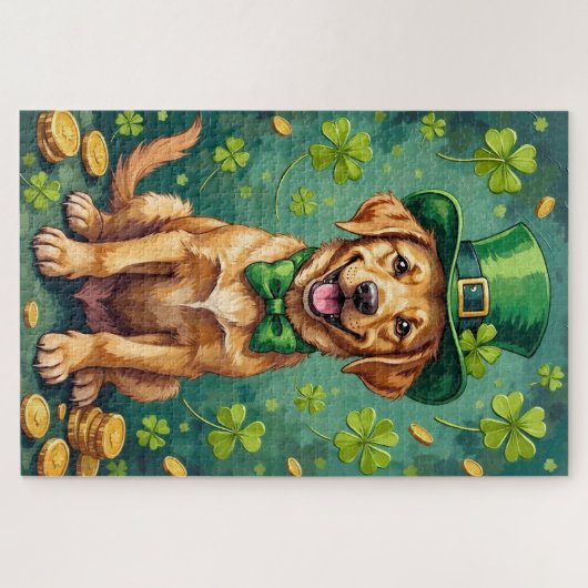 Labrador Retriever St Patrick’s Day Lucky Dog ジグソーパズル (横)