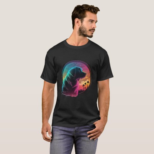 Labrador Retriever Synthwave 80s Retrowave Aesthet Tシャツ (正面フル)