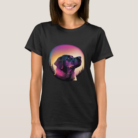 Labrador Retriever Synthwave 80s Retrowave Aesthet Tシャツ (正面)