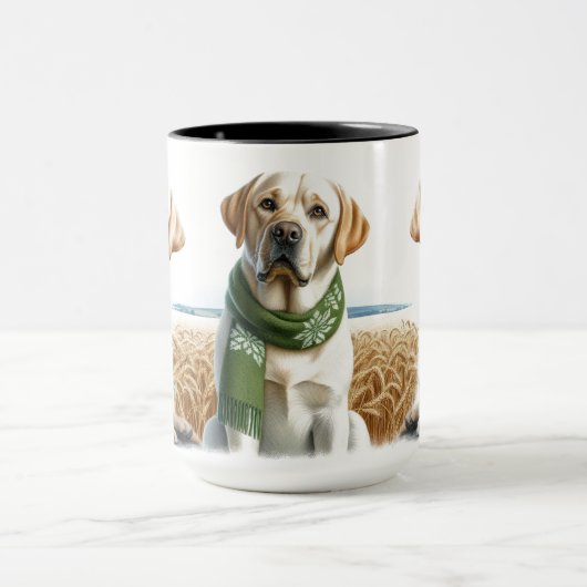 Labrador Retriever Trio Christmas Coffee Mug Cup マグカップ (中央)