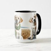Labrador Retriever Trio Christmas Coffee Mug Cup マグカップ (正面右)
