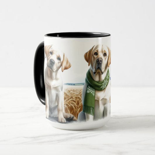 Labrador Retriever Trio Christmas Coffee Mug Cup マグカップ (正面左)