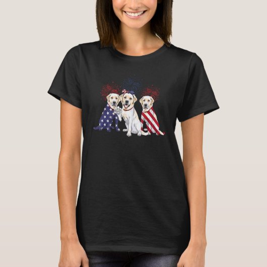 Labrador Retriever US Flag 4th Of July Independenc Tシャツ (正面)