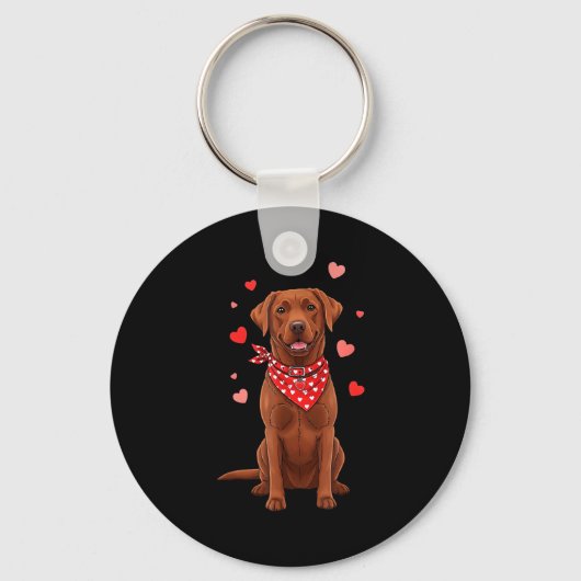 Labrador Retriever Valentine Dog Lover Heart  キーホルダー (正面)