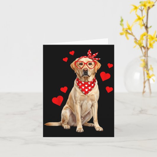 Labrador Retriever Valentines Day Dog Lover Heart  カード (黄色い花)