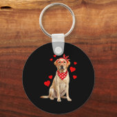 Labrador Retriever Valentines Day Dog Lover Heart キーホルダー (正面)