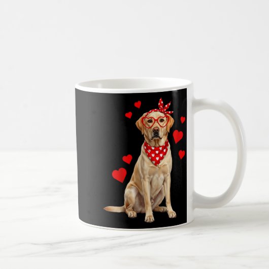 Labrador Retriever Valentines Day Dog Lover Heart  コーヒーマグカップ (右)