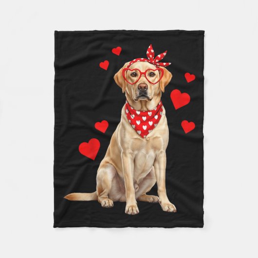 Labrador Retriever Valentines Day Dog Lover Heart フリースブランケット (正面)