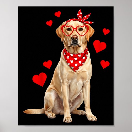 Labrador Retriever Valentines Day Dog Lover Heart  ポスター (正面)