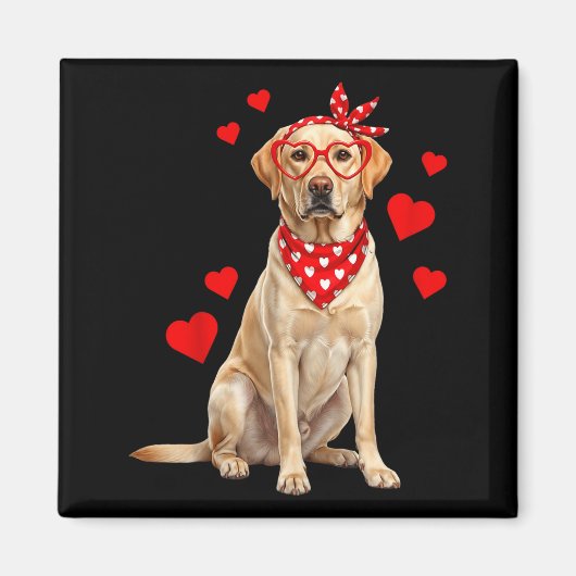 Labrador Retriever Valentines Day Dog Lover Heart  マグネット (正面)