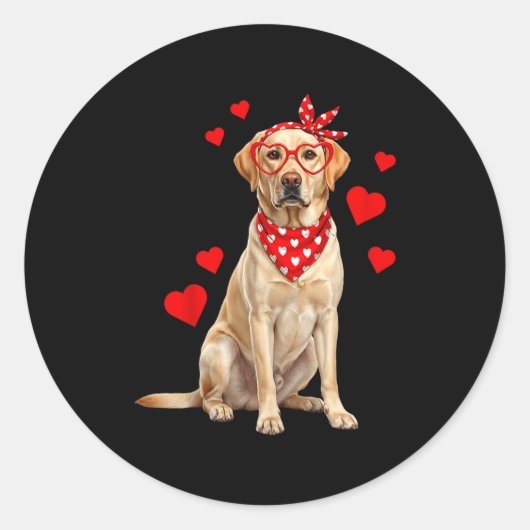 Labrador Retriever Valentines Day Dog Lover Heart  ラウンドシール (正面)