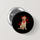 Labrador Retriever Valentines Day Dog Lover Heart  缶バッジ (正面&裏面)