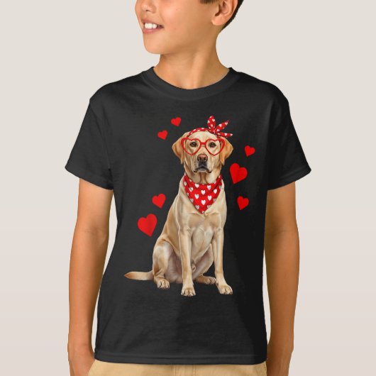 Labrador Retriever Valentines Day Dog Lover Heart  Tシャツ (正面)