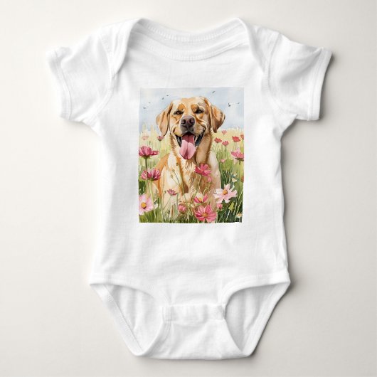 Labrador Retriever Watercolor Baby Bodysuit ベビーボディスーツ (正面)