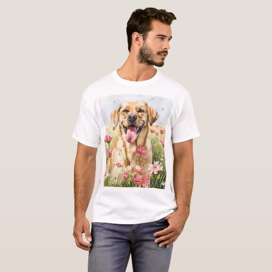 Labrador Retriever Watercolor Men's T-Shirt Tシャツ (正面フル)