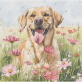 Labrador Retriever Watercolor Sticker シール (正面)