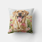 Labrador Retriever Watercolor Throw Pillow クッション (裏面)