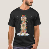 Labrador Retriever with christmas lights Santa Hat Tシャツ (正面)