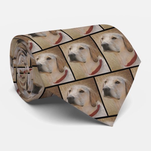 Labrador Retriever with red collar portrait ネクタイ (ロール)