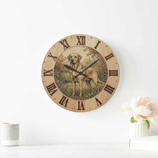  Labrador Retriever wooden Wall Clock  ラージ壁時計 (ホーム)
