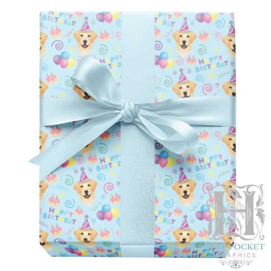 Labrador Retriever Wrapping Paper in Blue ラッピングペーパー