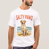 Labrador Salty Paws Beach Tシャツ (正面)