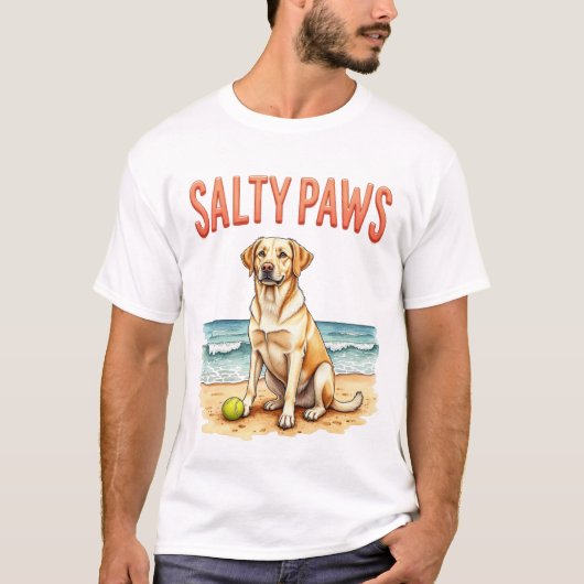 Labrador Salty Paws Beach Tシャツ (正面)