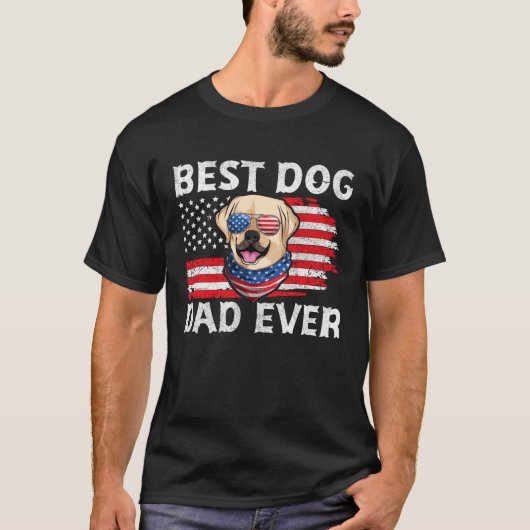 Labrador USA Patriotic Dog Apparel American Flag M Tシャツ (正面)