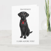 Labrador With Love Heart Adore You Personalized カード (正面)