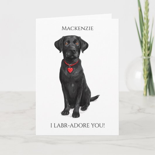  Labrador With Love Heart Adore You Personalized カード (正面)