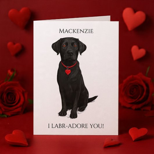 Labrador With Love Heart Adore You Personalized カード
