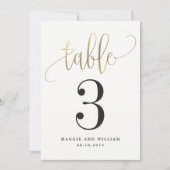 Labry Cligratival Table Number Cardフェイク金ゴールド 招待状 (正面)