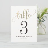 Labry Cligratival Table Number Cardフェイク金ゴールド 招待状 (スタンド正面)