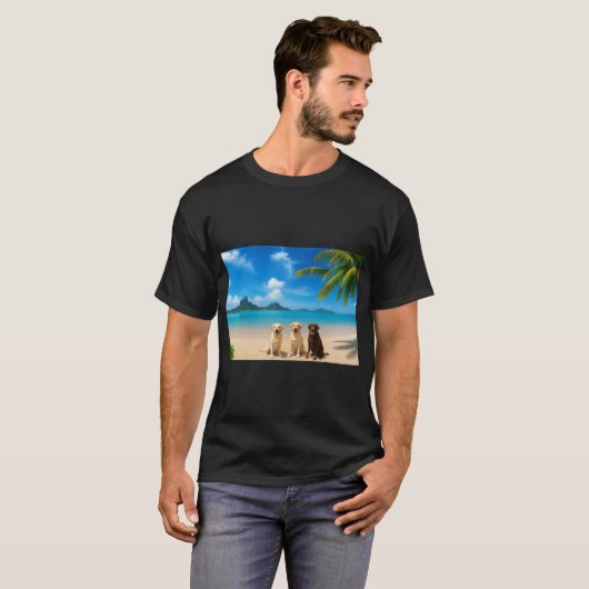 Labs on tropical island tシャツ (正面フル)