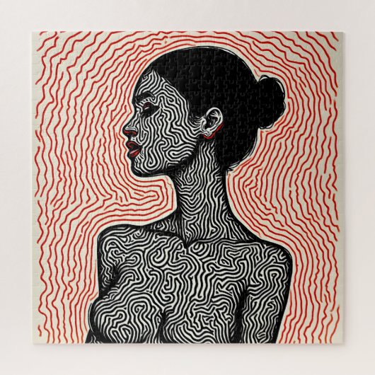 Labyrinth of Her Awakening – A Minimalist Portrait ジグソーパズル (縦)